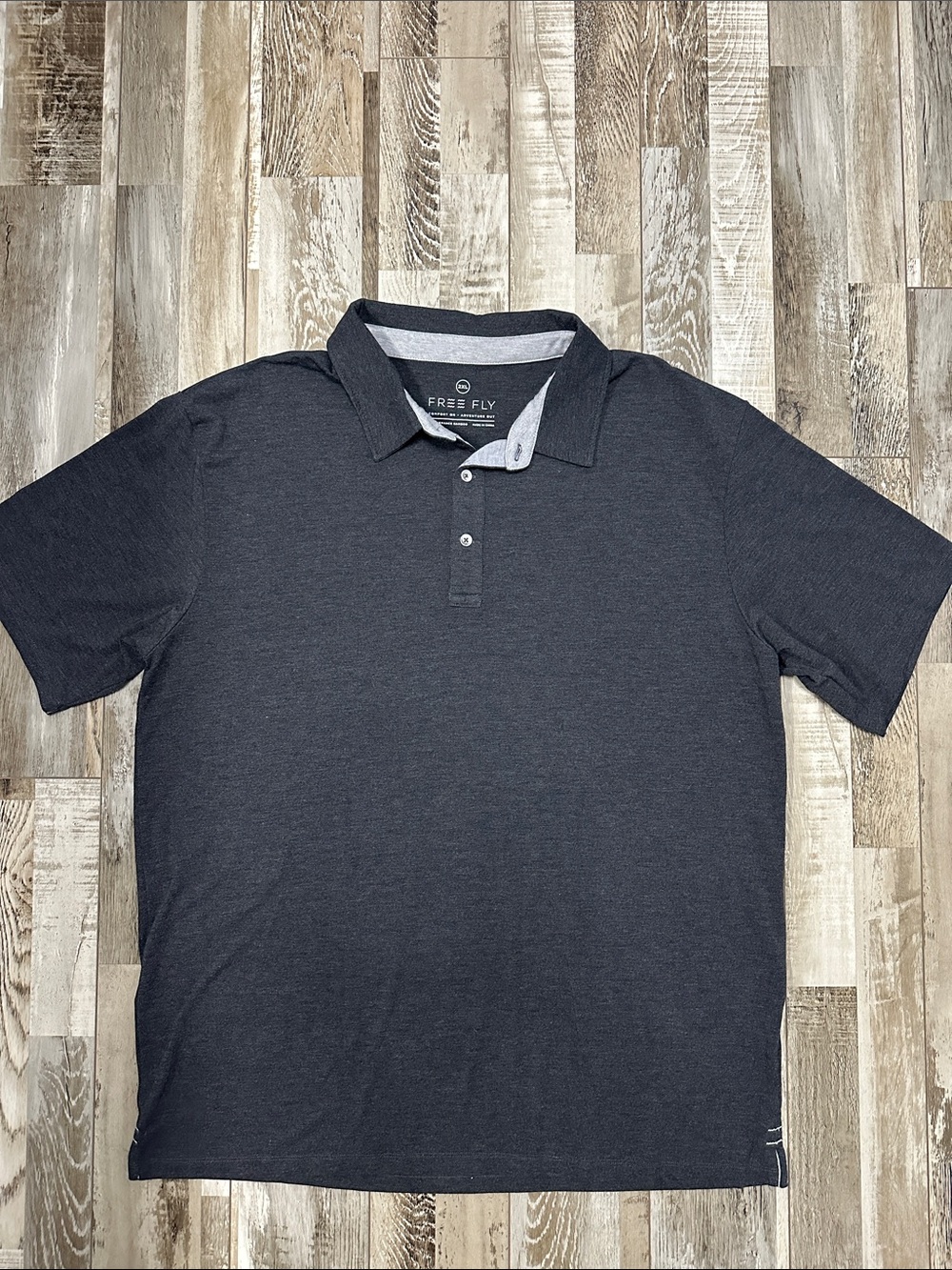 Free Fly Apparel Charcoal Gray/Black Men's Bamboo Flex Polo